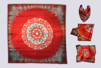Maid-in-Law Red Kaleidoscope Satin Headscarf