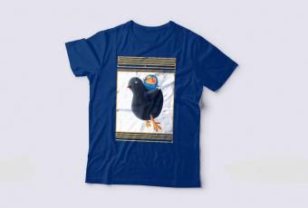 A T-shirt with original Linoleum festival print, dark blue
