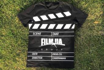 T-shirt with Movie clapper print, black