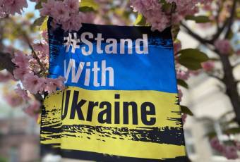 Patriotic satin scarf Stay with Ukraine