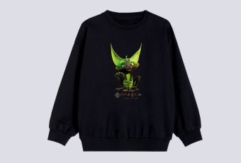 Kids black sweatshirt with the image of Kittyfrog