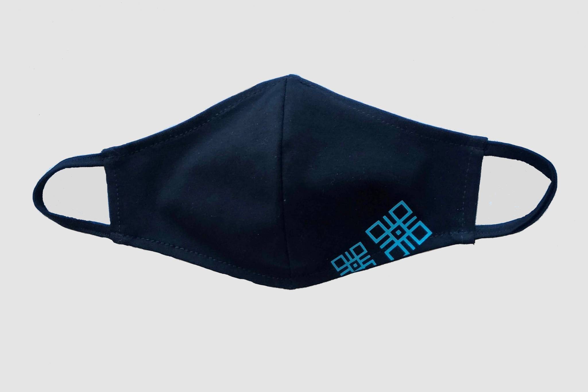 Black Protective Mask with Turquoise Rune