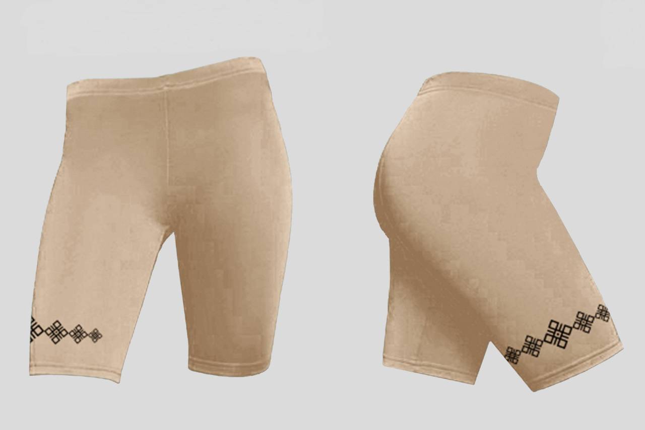 Beige Bike Shorts with Ornament of Ancient Runes