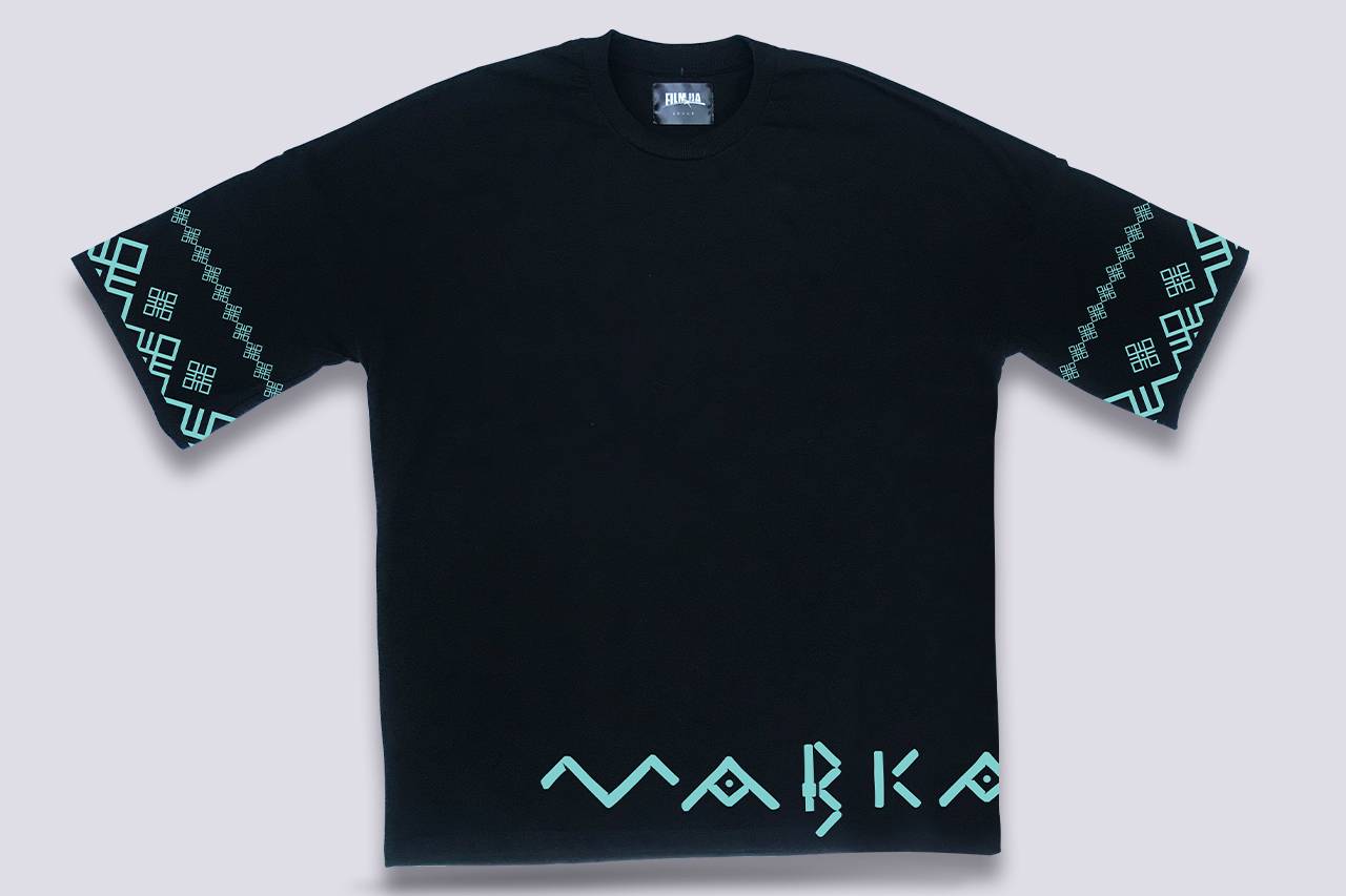 Black T-Shirt with Ornament of Ancient Runes