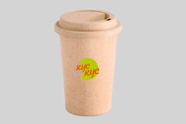 Eco-mug with a Kus Kus channel’s logo