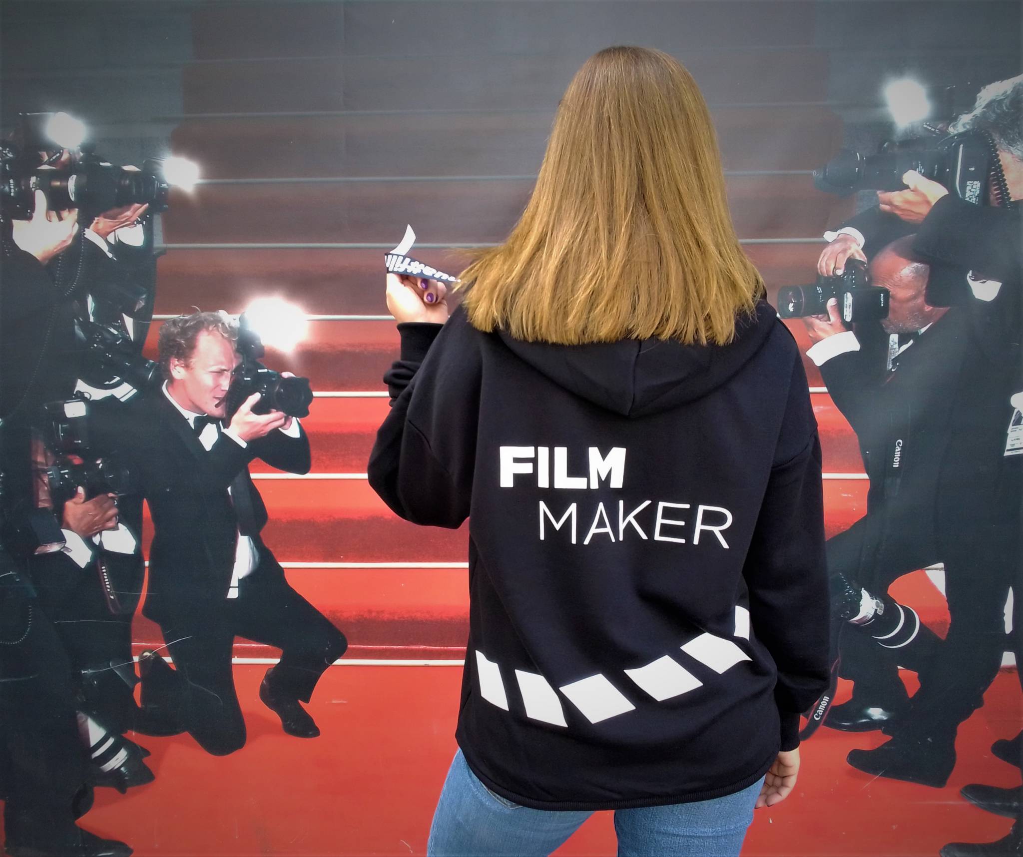 FILM MAKER print padded hoodie, black