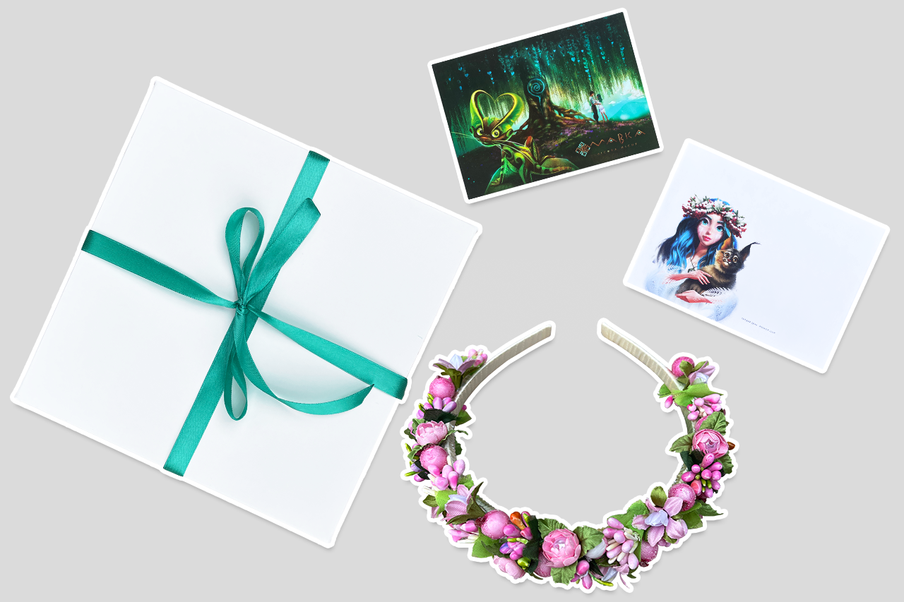 Gift set "MAVKA". Hair accessory: handmade flower hoop