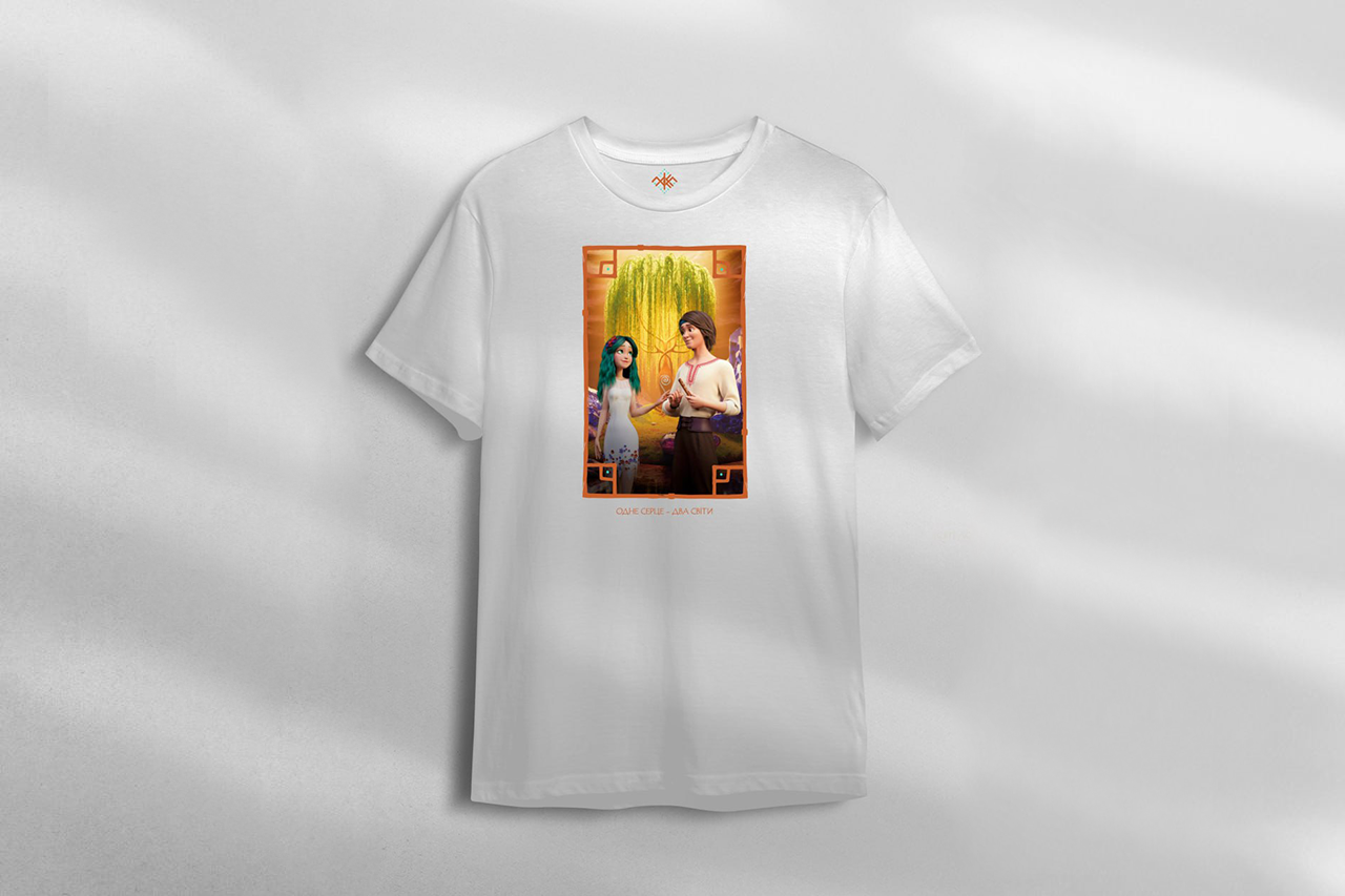 White T-shirt with the image of MAVKA and LUKAS