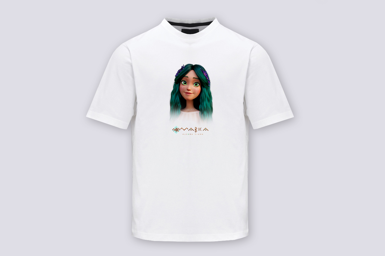 White T-shirt with the image of MAVKA