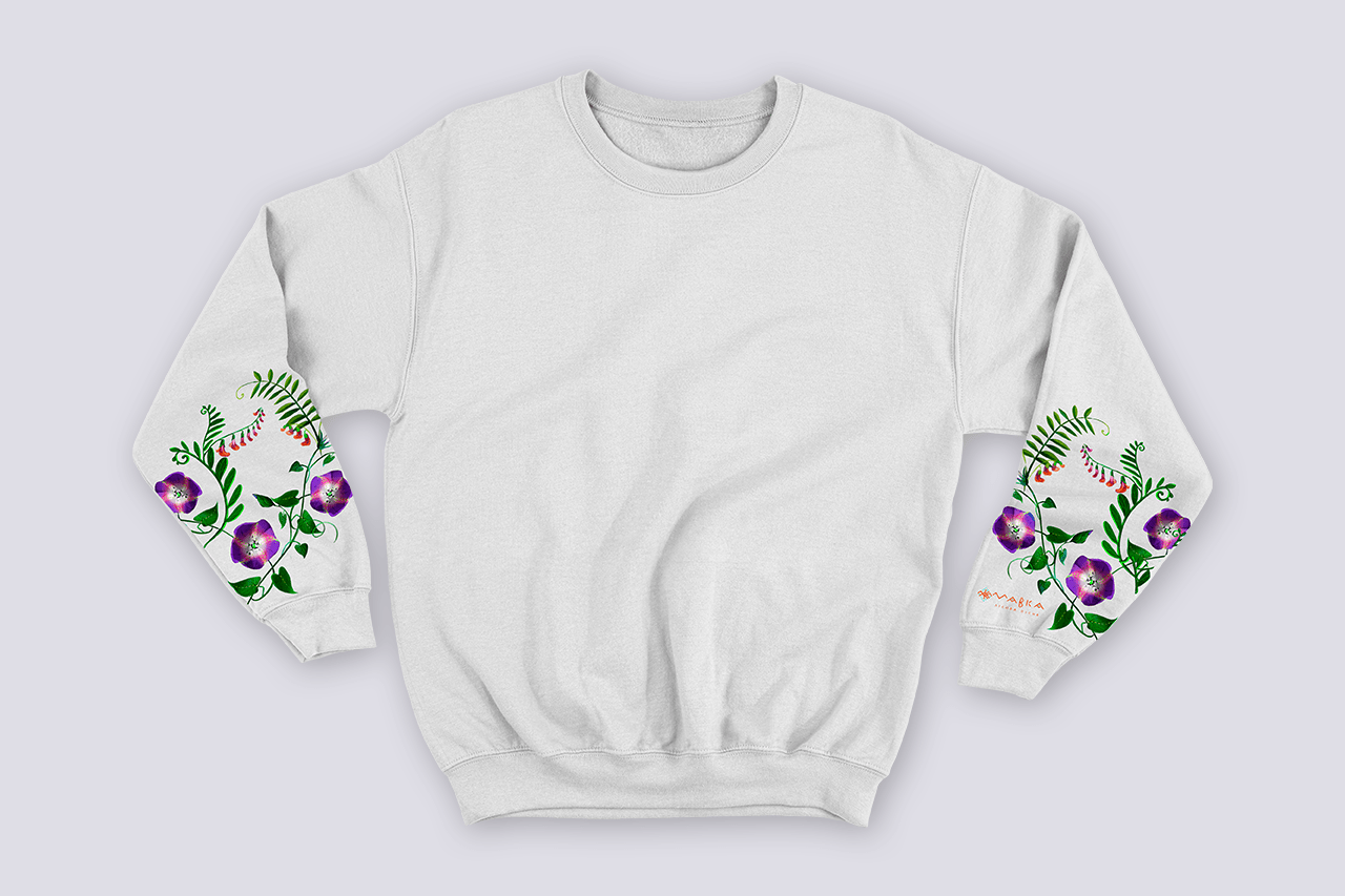 White sweatshirt with patterns Mavka