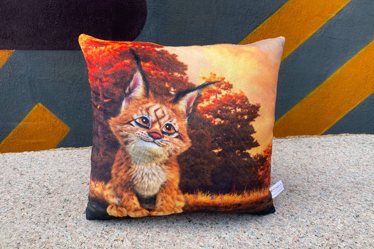 Square pillow with Baby Lynx from "Mavka. Forest Song"