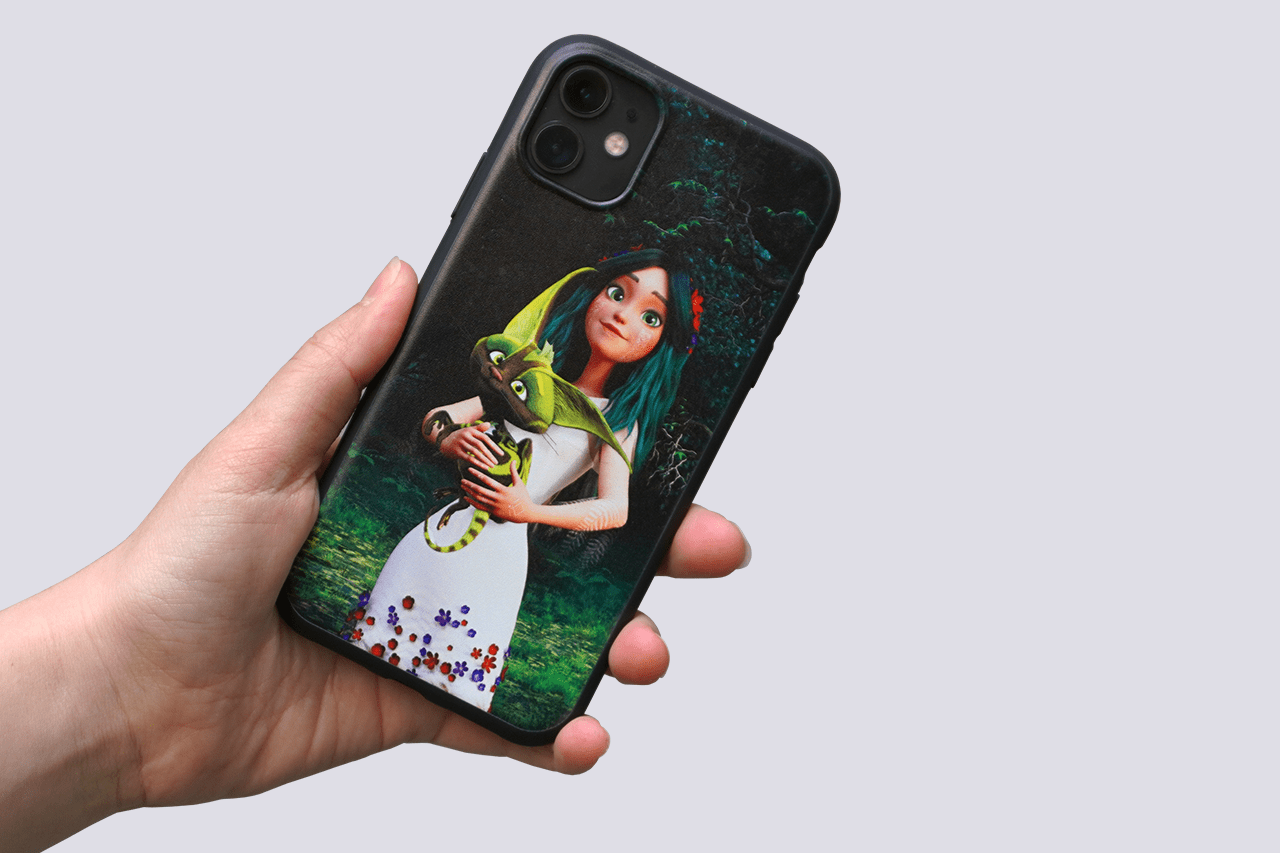Silicon phone case with Mavka and Kittyfrog