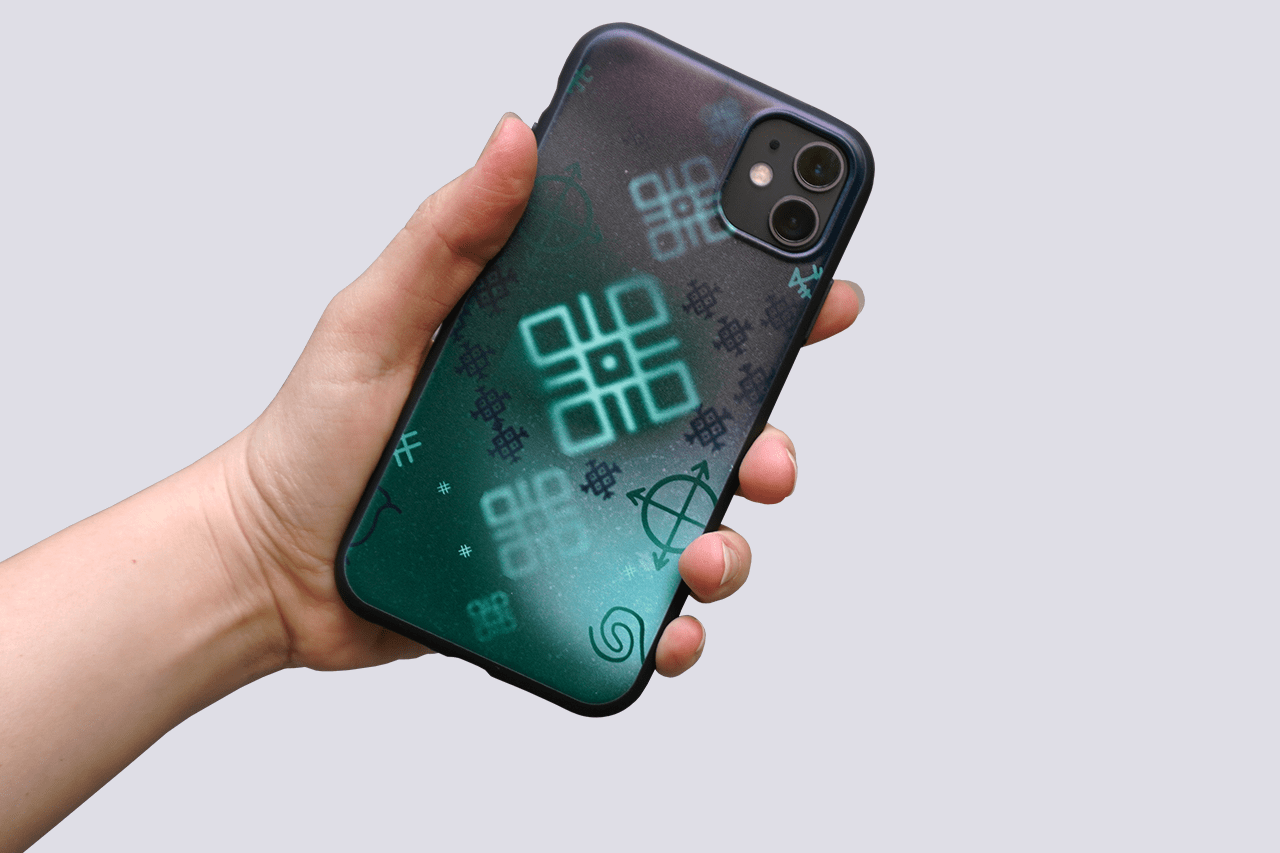 Silicon phone case with symbols of runes